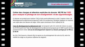 Présentation des attendus du dossier de l'UE2 S9 M2 PE Site de Rennes